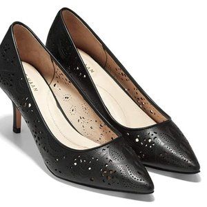 NWT Cole Haan Vesta Pump 65MM Black Lasercut Leather